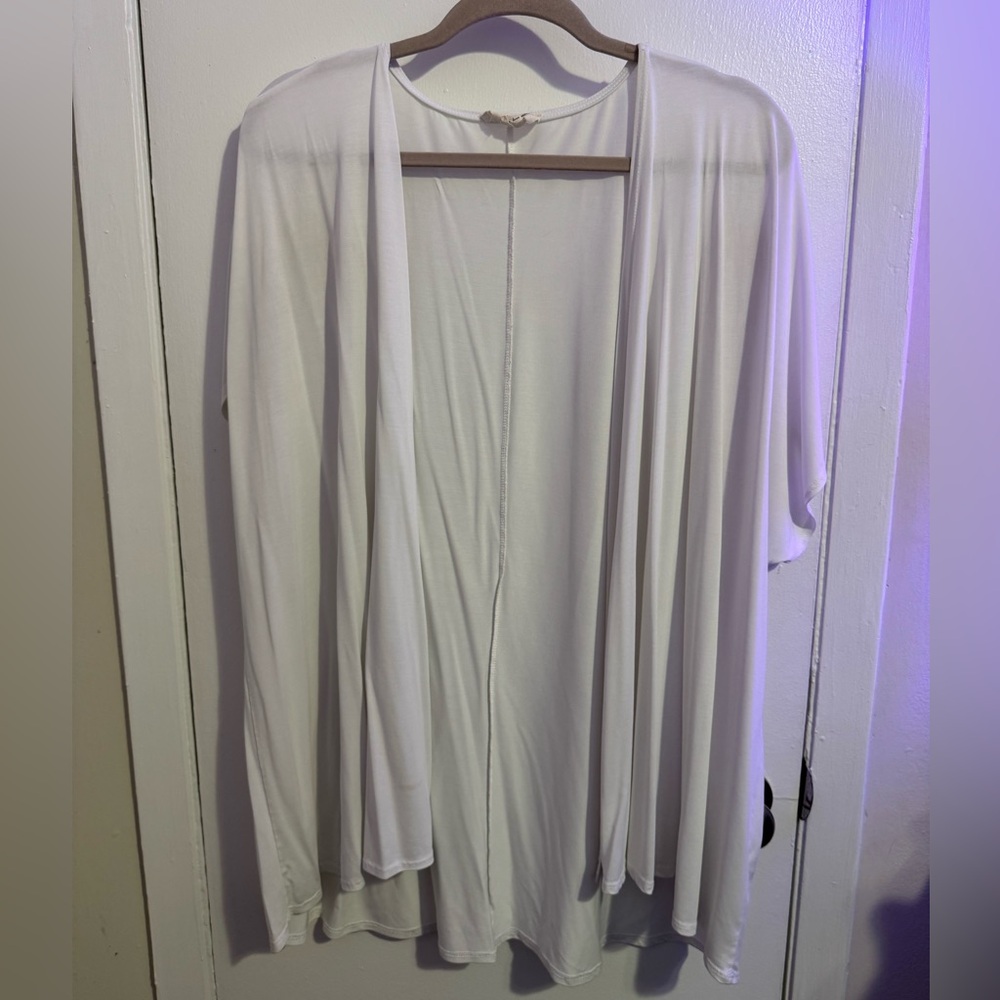 Elegant White Open Front Cardigan
